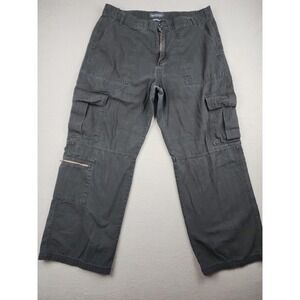 Aeropostale Utility Cargo Pants Womens XL Gray Twill Elastic Waist Pockets Wide
